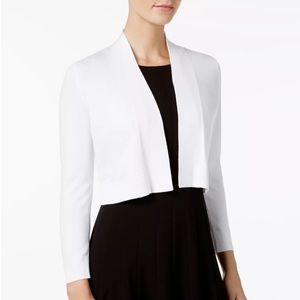 Calvin Klein - White Cropped Open-Front Cardigan